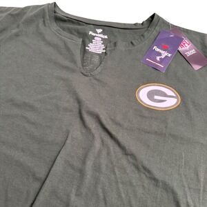 Fanatics Green Bay Packers NFL Notch Neck T-Shirt Mens 2X Green Striped‎ Sleeve